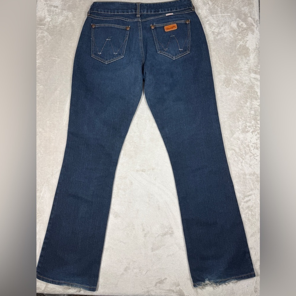 Wrangler Y2K Premium Patch Low Rise Zip Fly Cotton Blend Blue Jeans Size 11/12